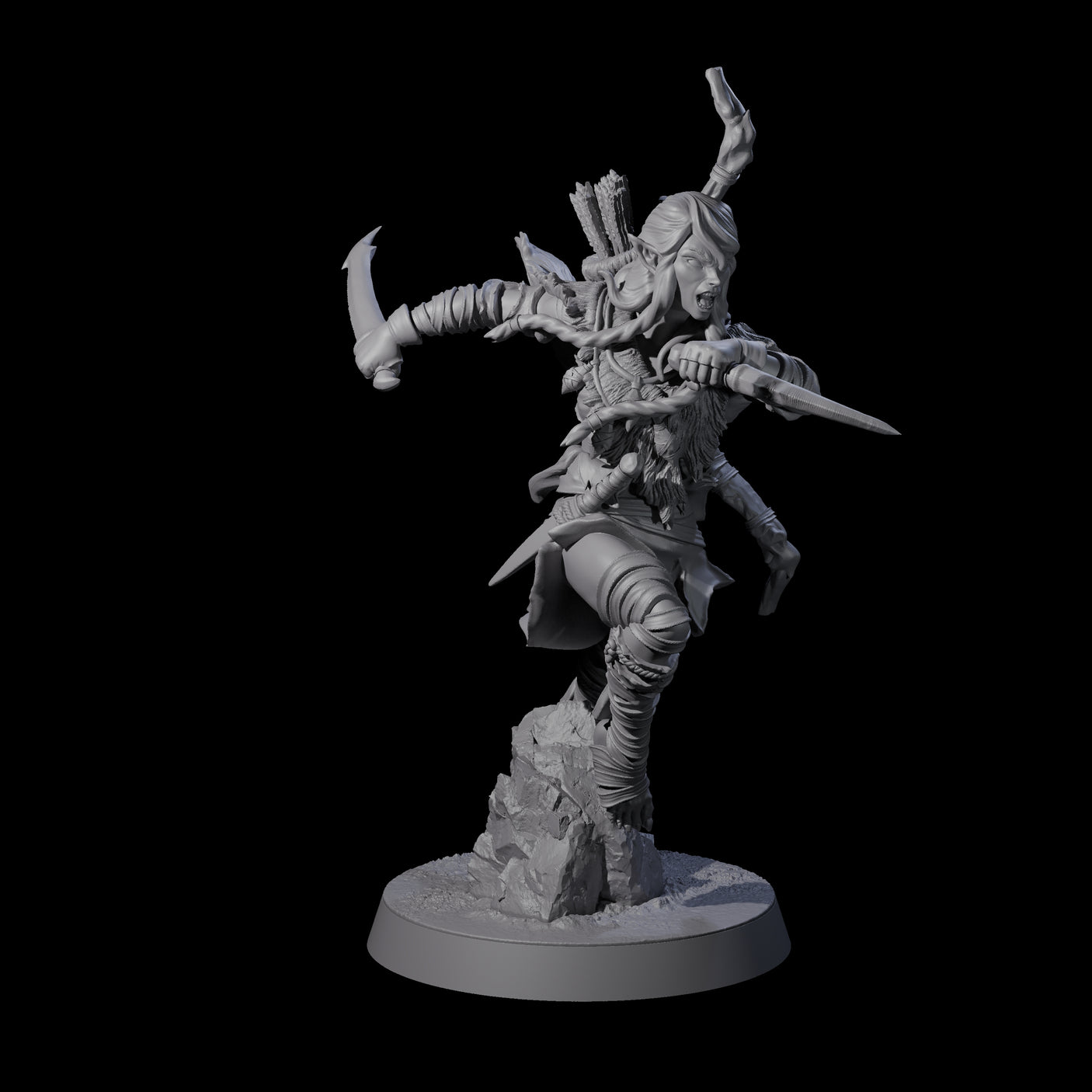 Ambushing Elf Rogue A Miniature for Dungeons and Dragons, Pathfinder or other TTRPGs