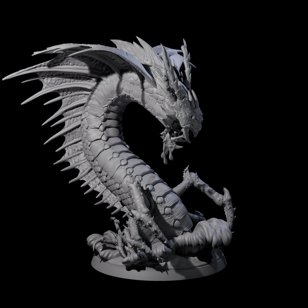 Ambushing Fjord Linnorm Miniature for Dungeons and Dragons, Pathfinder or other TTRPGs