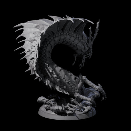 Ambushing Fjord Linnorm Miniature for Dungeons and Dragons, Pathfinder or other TTRPGs