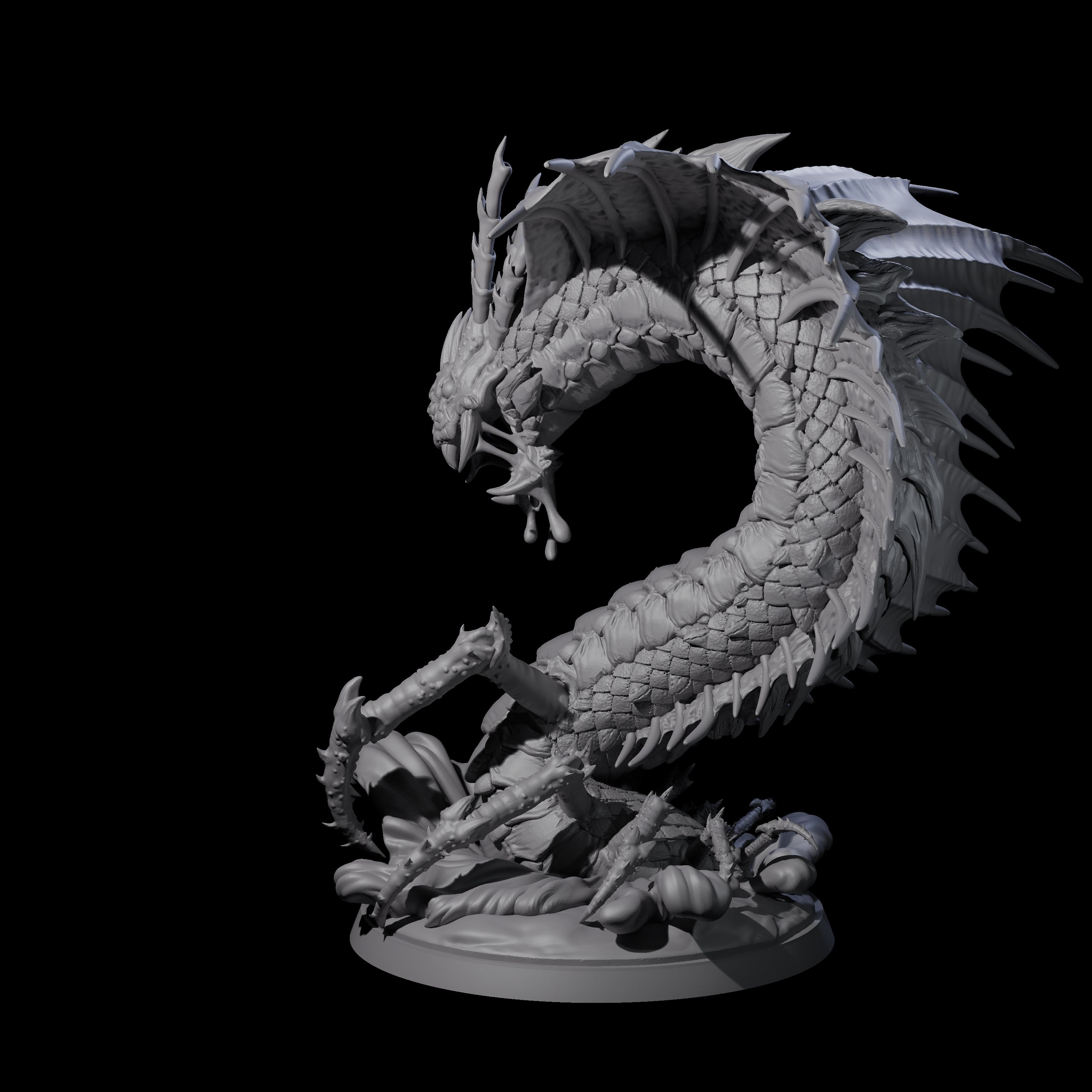 Ambushing Fjord Linnorm Miniature for Dungeons and Dragons, Pathfinder or other TTRPGs