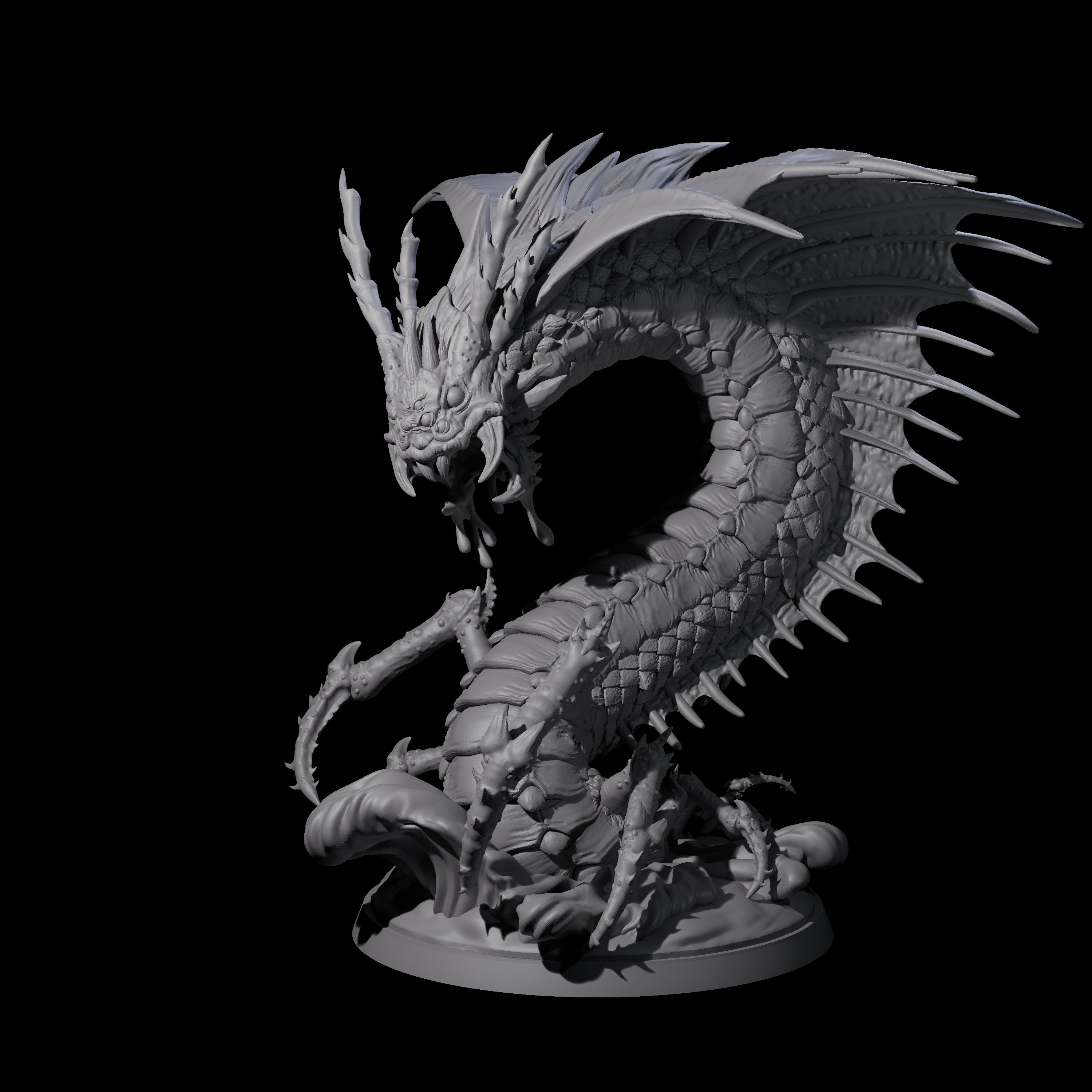Ambushing Fjord Linnorm Miniature for Dungeons and Dragons, Pathfinder or other TTRPGs