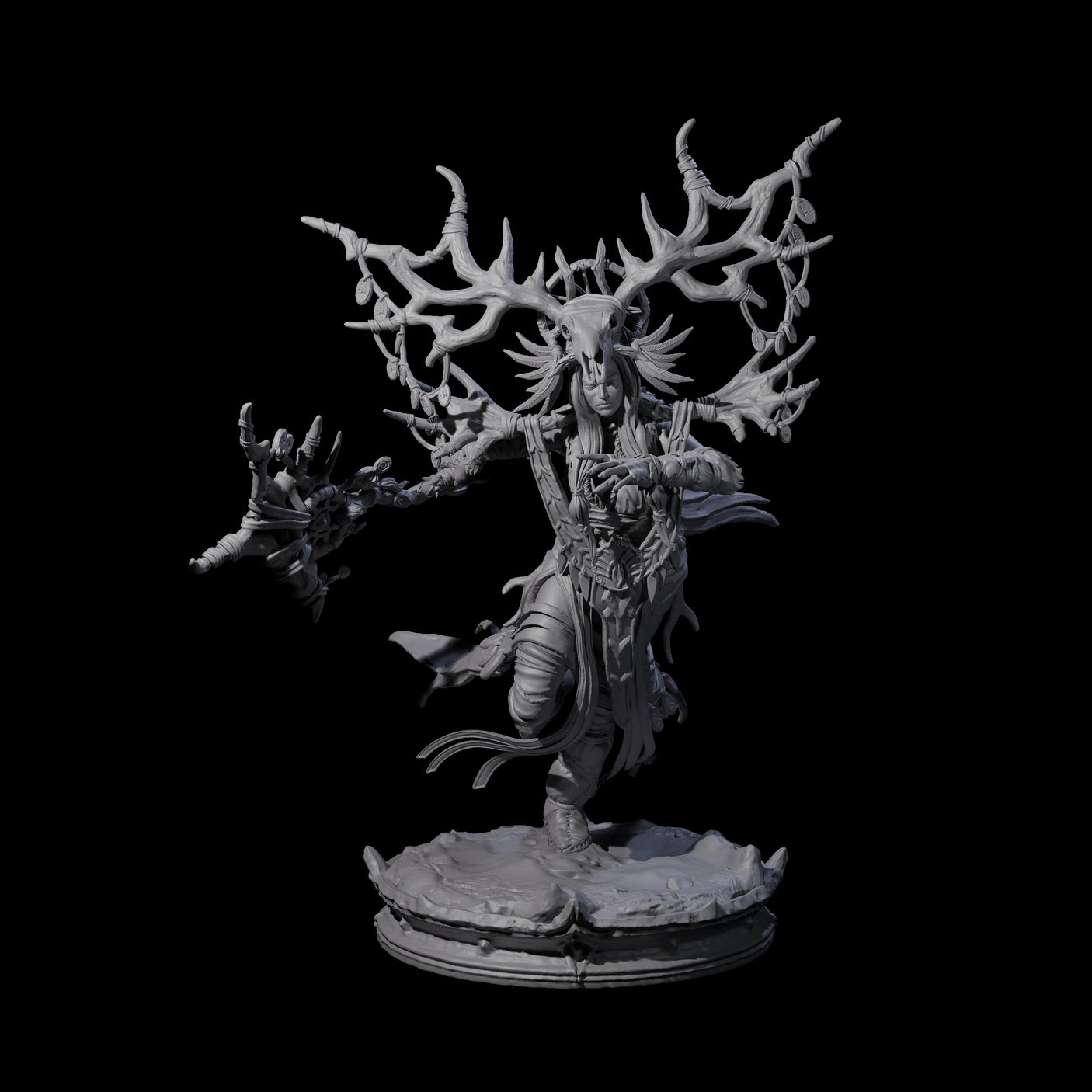 Ancient Dark Elf Druid of the Underdark A Miniature for Dungeons and Dragons, Pathfinder or other TTRPGs