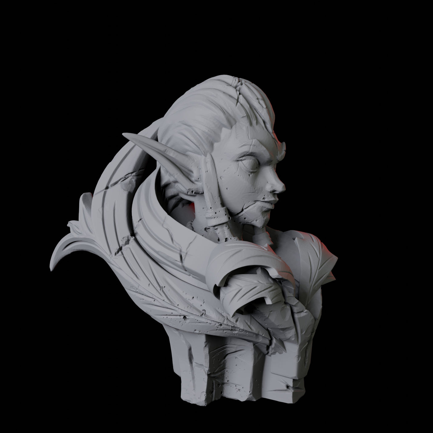 Ancient Elf Statue Bust Miniature for Dungeons and Dragons, Pathfinder or other TTRPGs