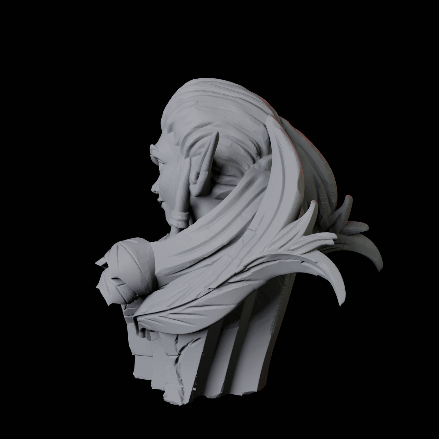 Ancient Elf Statue Bust Miniature for Dungeons and Dragons, Pathfinder or other TTRPGs