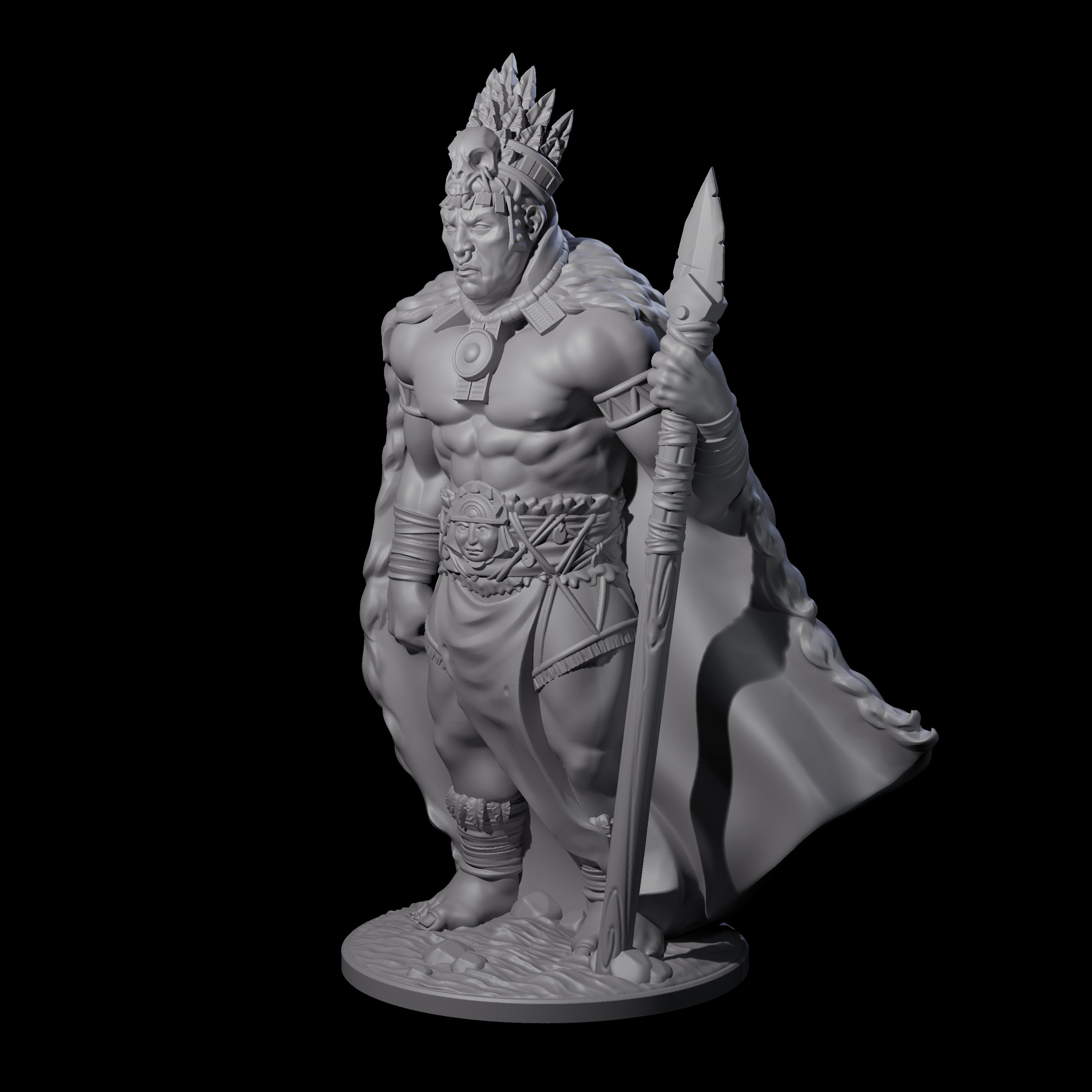 Ancient King Human Chieftain Miniature for Dungeons and Dragons, Pathfinder or other TTRPGs
