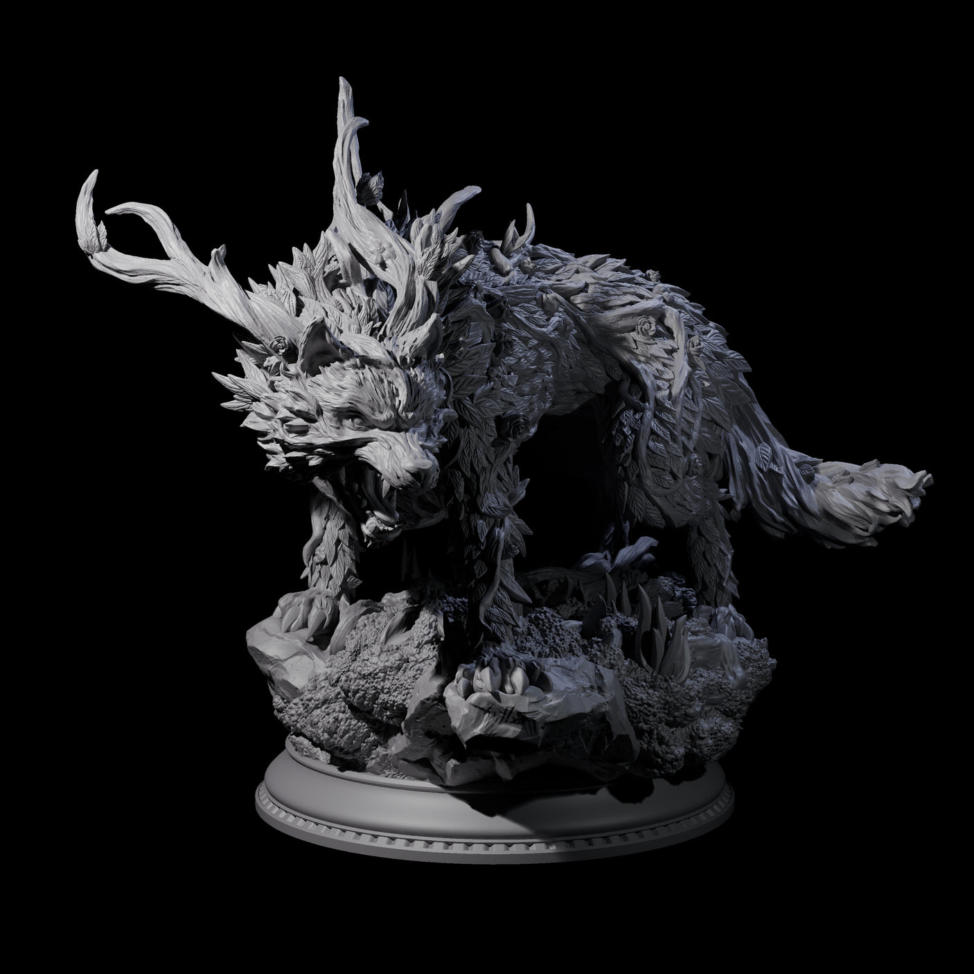 Arching Fae Wood Wolf Miniature for Dungeons and Dragons, Pathfinder or other TTRPGs