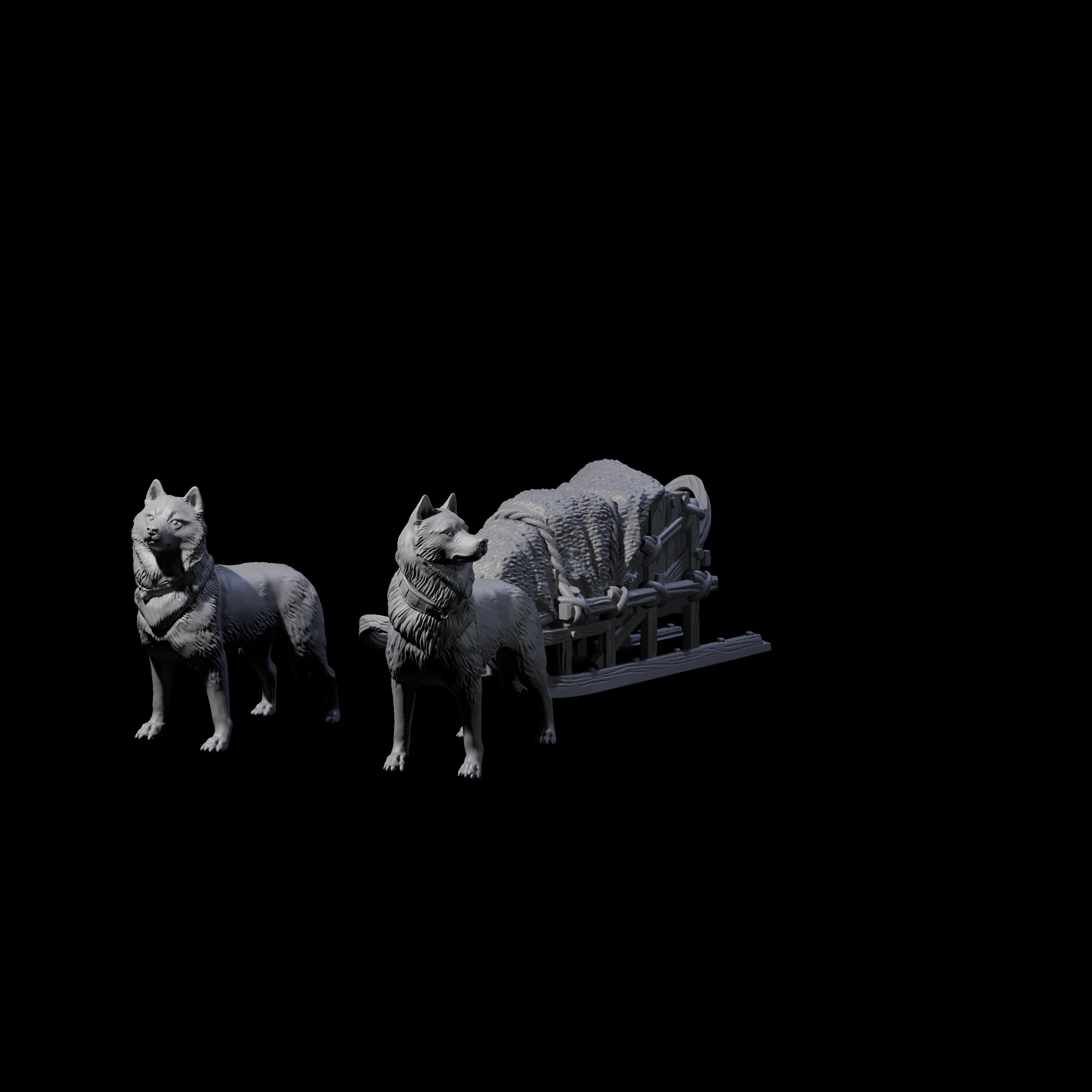 Arctic Sled Dogs Miniature for Dungeons and Dragons, Pathfinder or other TTRPGs