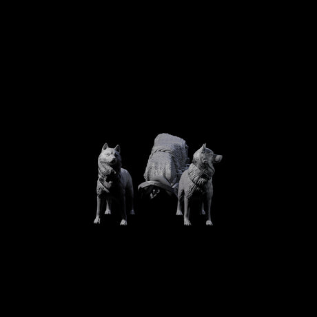 Arctic Sled Dogs Miniature for Dungeons and Dragons, Pathfinder or other TTRPGs
