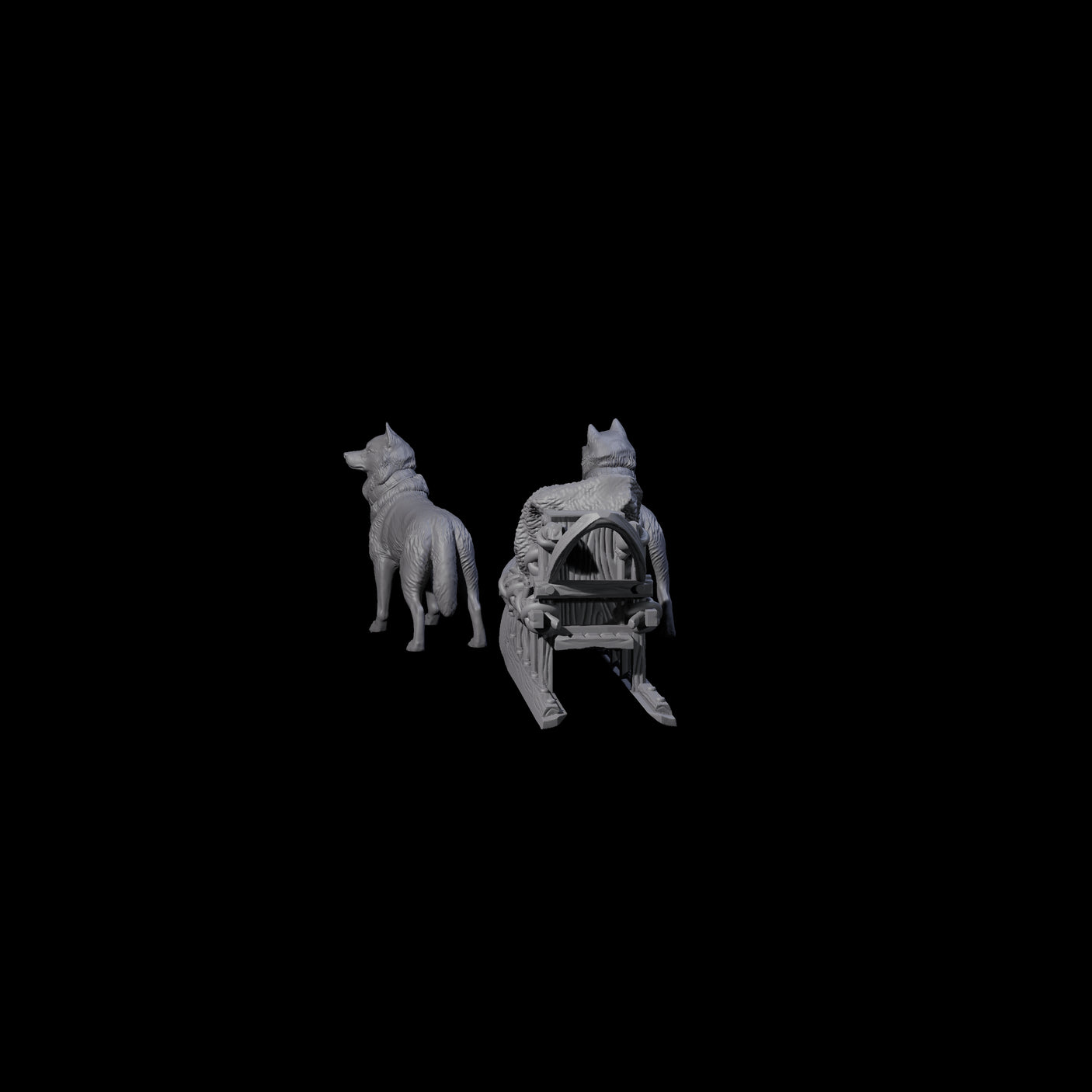 Arctic Sled Dogs Miniature for Dungeons and Dragons, Pathfinder or other TTRPGs