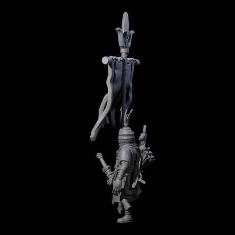 Arm Aching Human Flagbearer Miniature for Dungeons and Dragons, Pathfinder or other TTRPGs