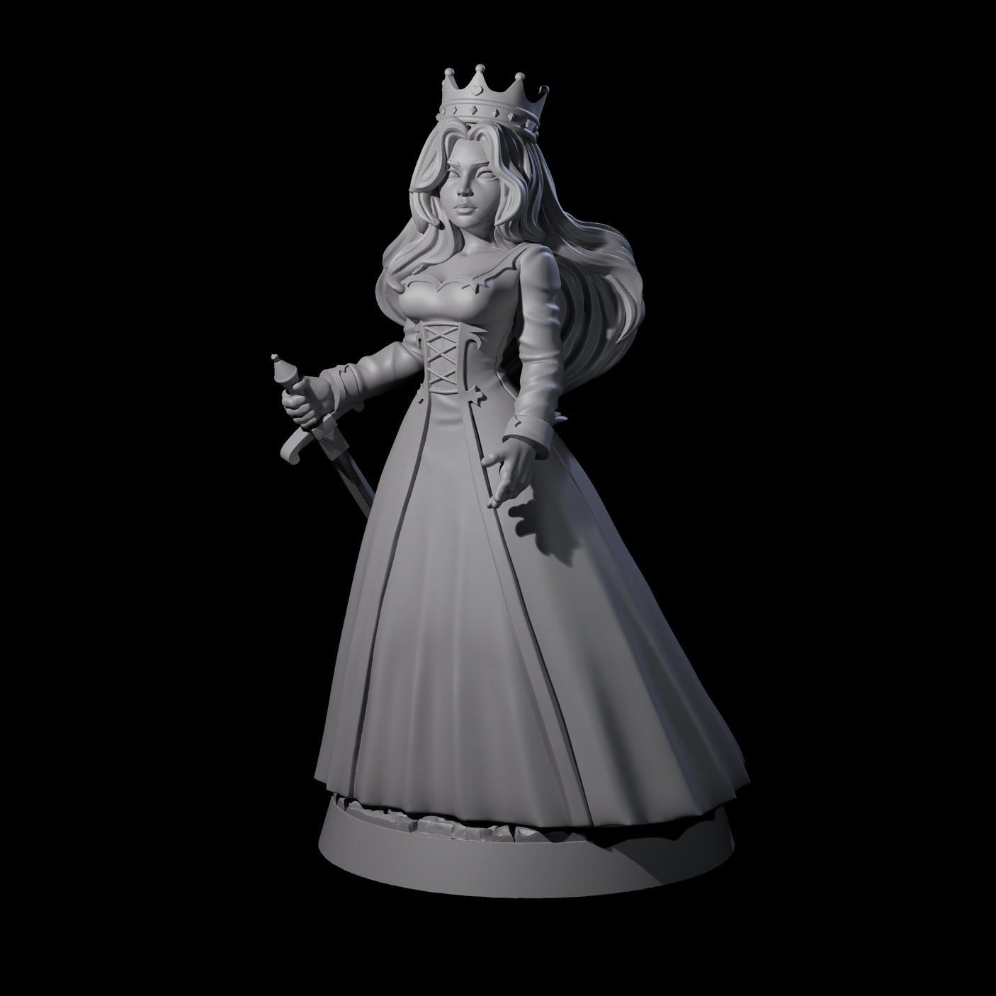 Armed Queen Miniature for Dungeons and Dragons, Pathfinder or other TTRPGs