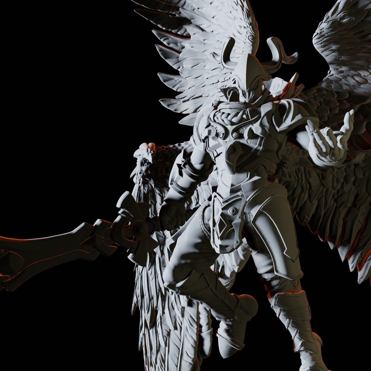 Armoured Angel Miniature for Dungeons and Dragons, Pathfinder or other TTRPGs