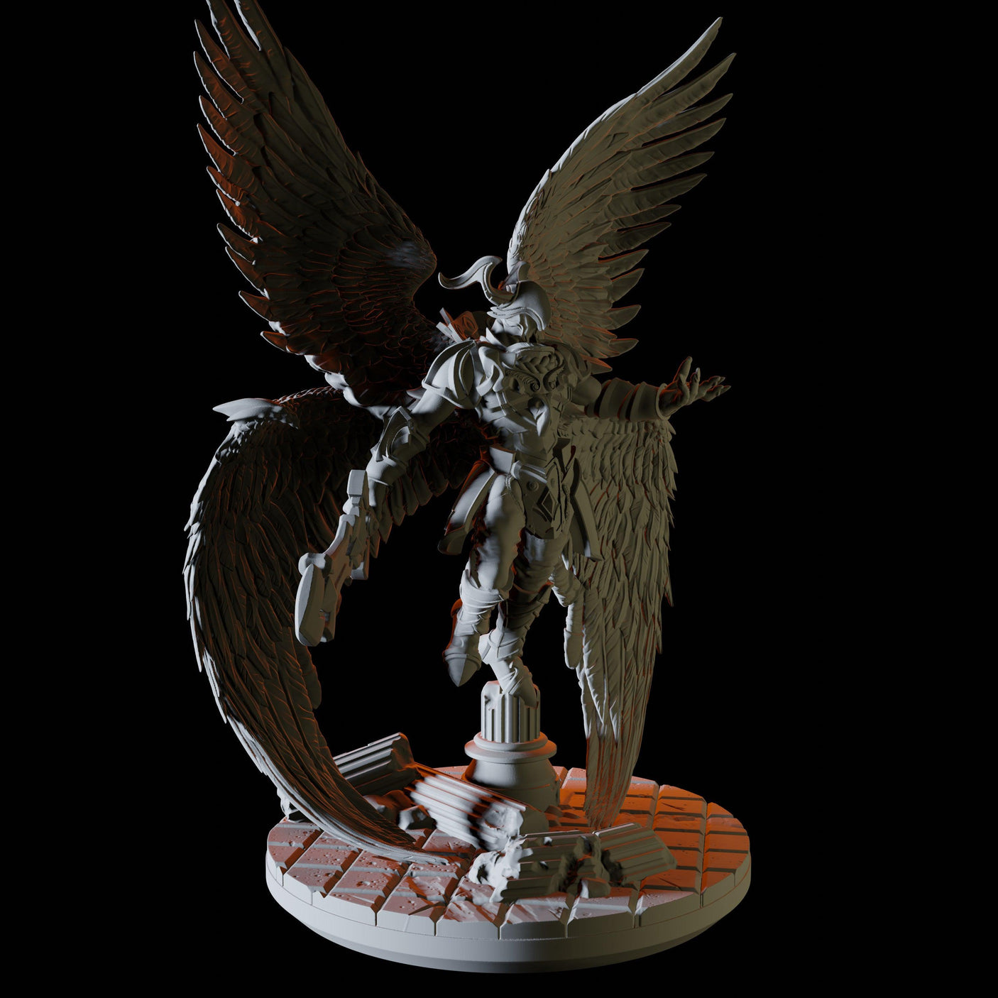 Armoured Angel Miniature for Dungeons and Dragons, Pathfinder or other TTRPGs