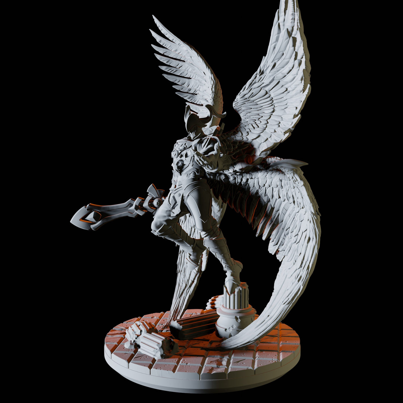 Armoured Angel Miniature for Dungeons and Dragons, Pathfinder or other TTRPGs