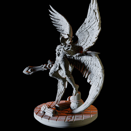 Armoured Angel Miniature for Dungeons and Dragons, Pathfinder or other TTRPGs