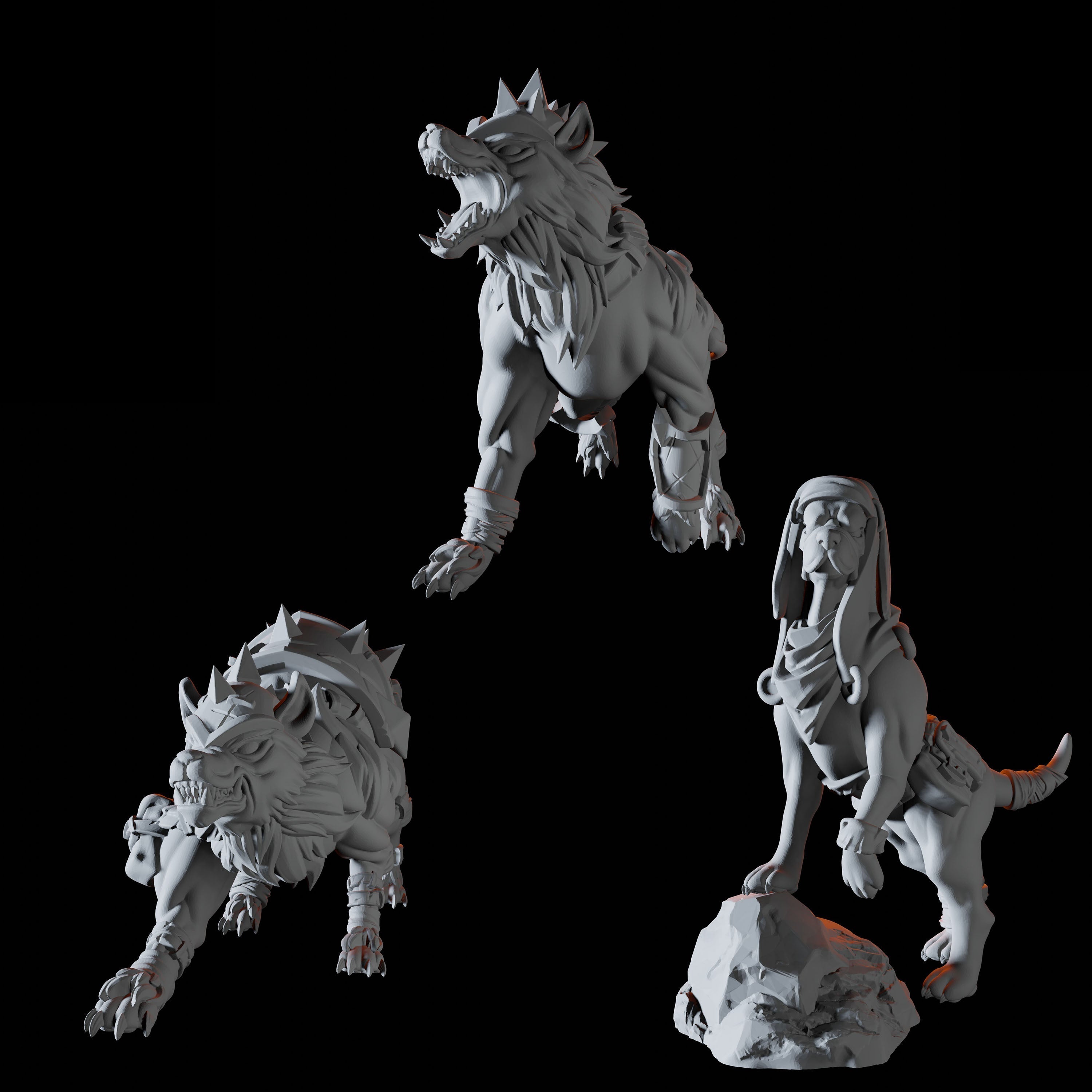 Armoured Dogs Miniature for Dungeons and Dragons - Myth Forged