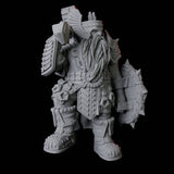 Armoured Dwarf with Shield and Hammer Miniature for Dungeons and Dragons, Pathfinder or other TTRPGs
