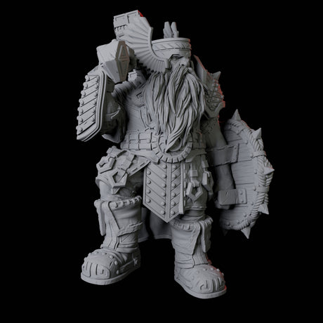Armoured Dwarf with Shield and Hammer Miniature for Dungeons and Dragons, Pathfinder or other TTRPGs