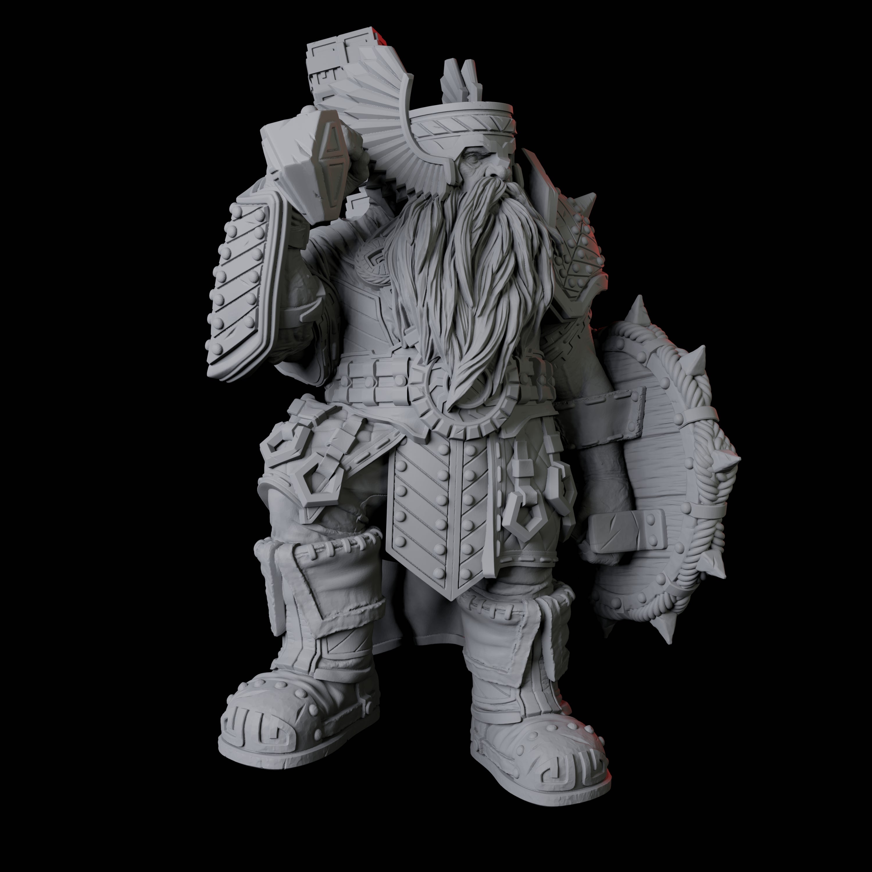 Armoured Dwarf with Shield and Hammer Miniature for Dungeons and Dragons