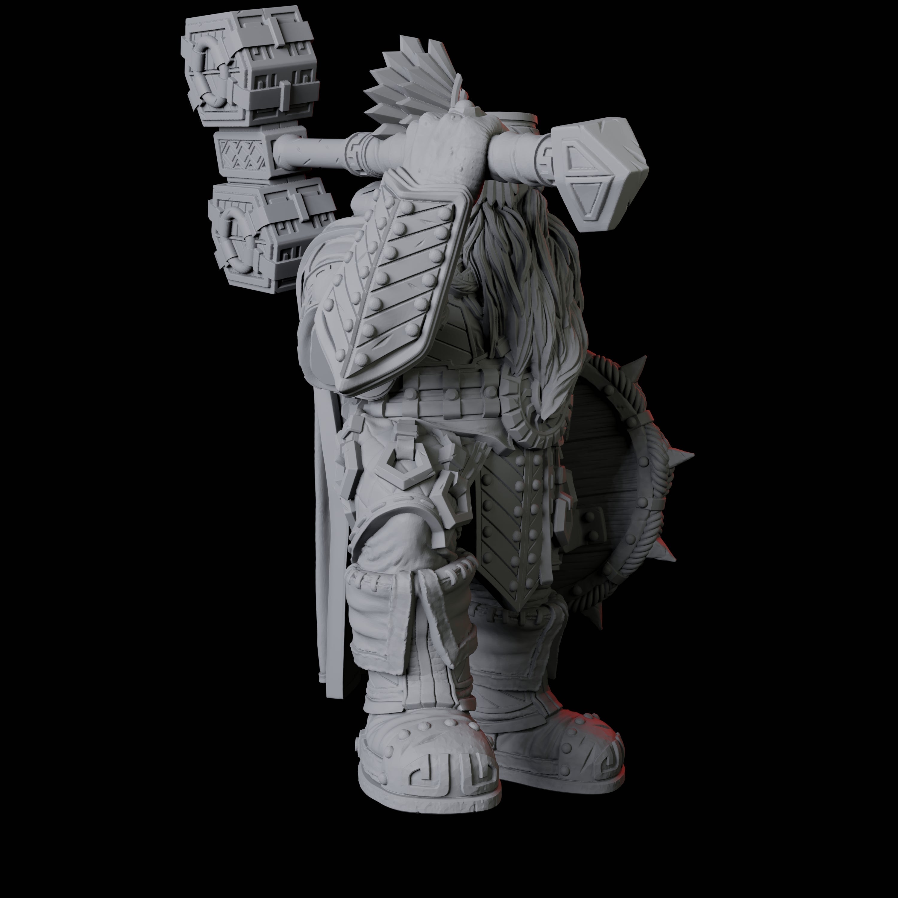 Armoured Dwarf with Shield and Hammer Miniature for Dungeons and Dragons