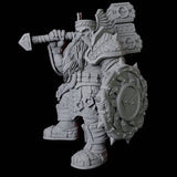Armoured Dwarf with Shield and Hammer Miniature for Dungeons and Dragons, Pathfinder or other TTRPGs