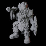 Armoured Dwarf with Shield and Hammer Miniature for Dungeons and Dragons, Pathfinder or other TTRPGs
