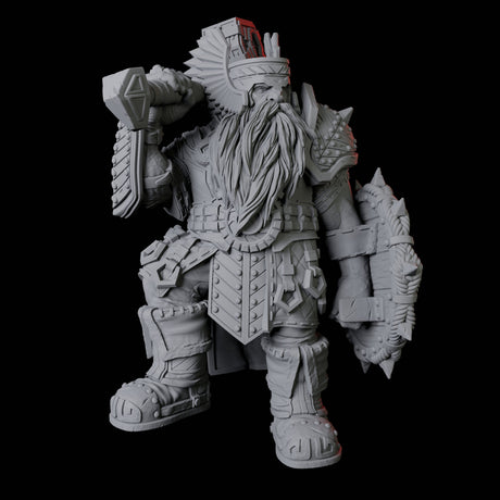 Armoured Dwarf with Shield and Hammer Miniature for Dungeons and Dragons, Pathfinder or other TTRPGs