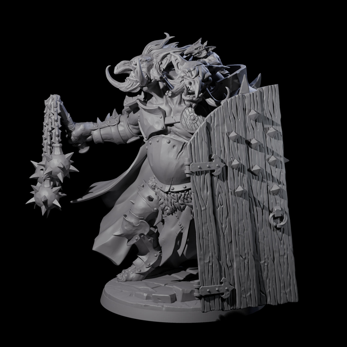 Armoured Ettin General Miniature for Dungeons and Dragons, Pathfinder or other TTRPGs