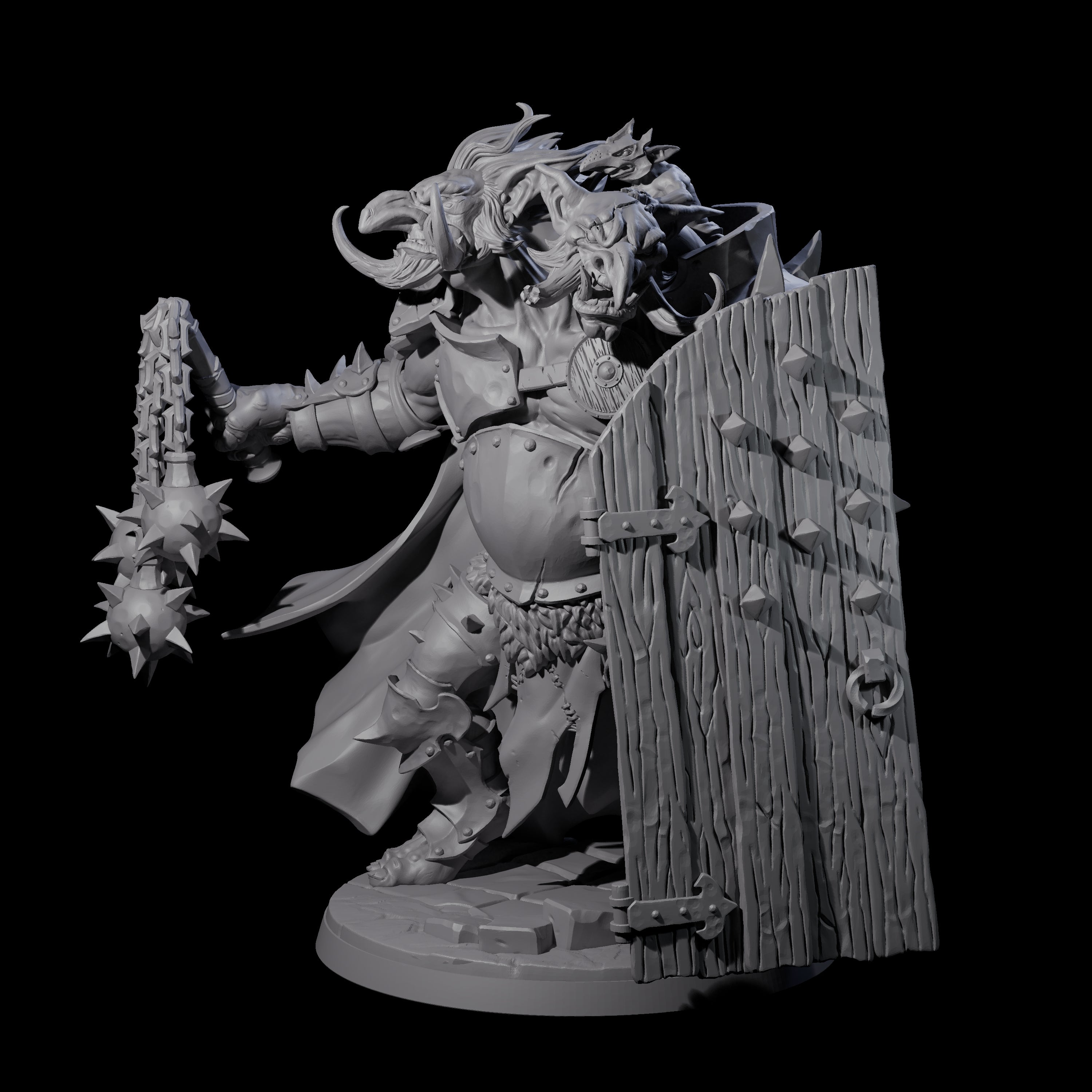 Armoured Ettin General Miniature for Dungeons and Dragons, Pathfinder or other TTRPGs