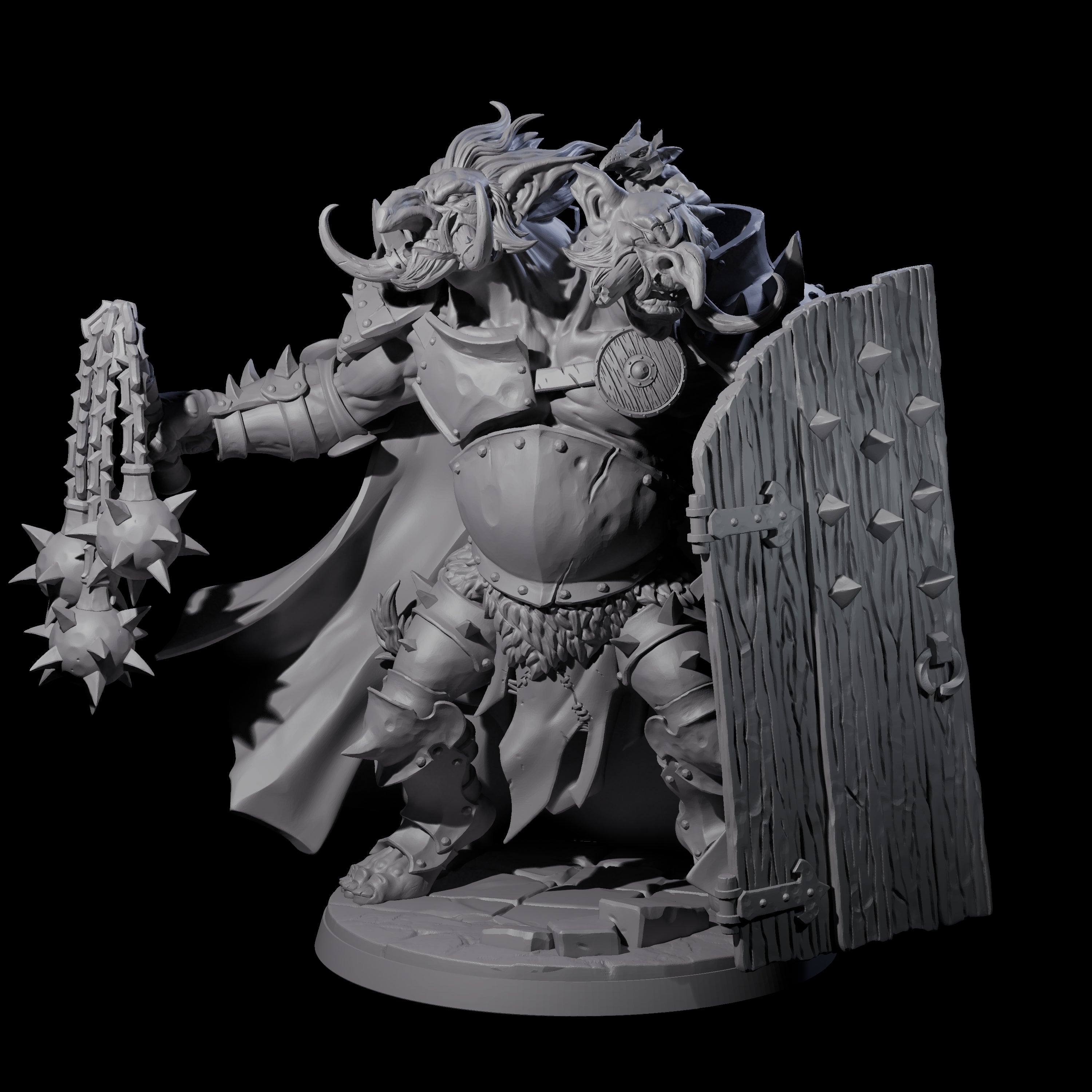 Armoured Ettin General Miniature for Dungeons and Dragons, Pathfinder or other TTRPGs