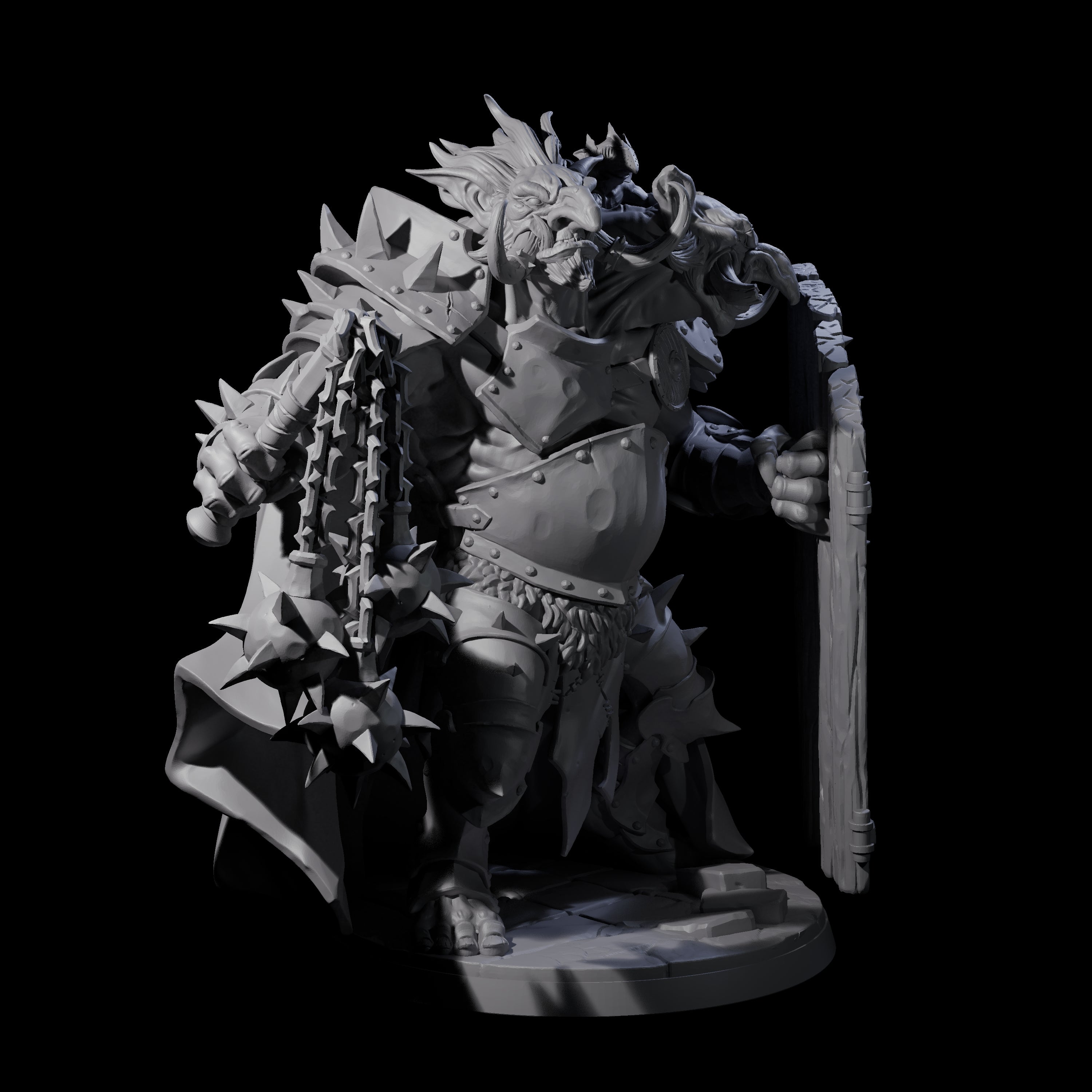 Armoured Ettin General Miniature for Dungeons and Dragons, Pathfinder or other TTRPGs