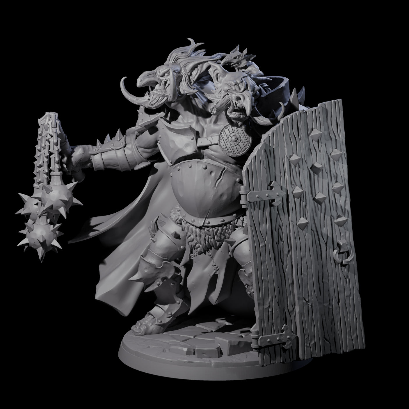 Armoured Ettin General Miniature for Dungeons and Dragons, Pathfinder or other TTRPGs