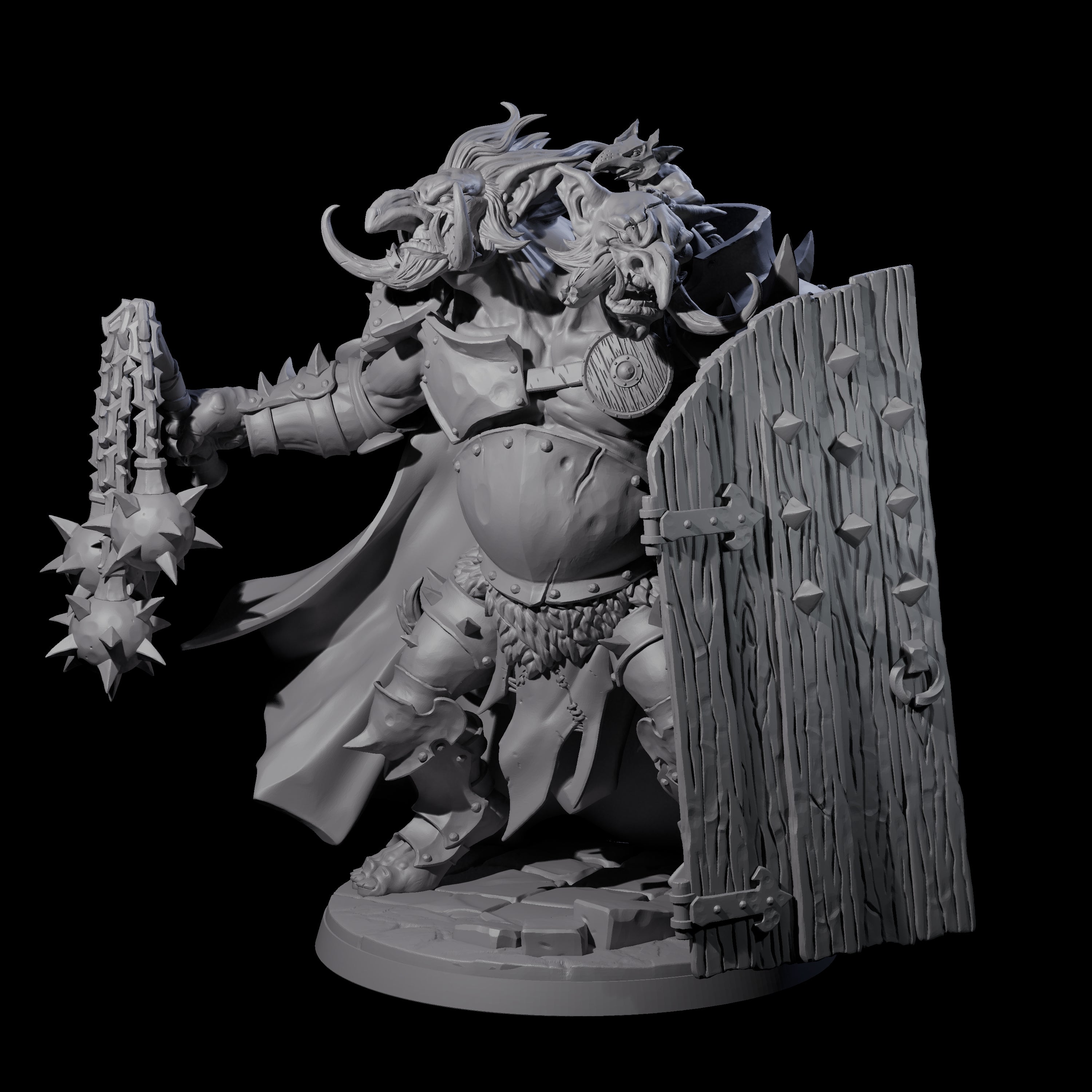 Armoured Ettin General Miniature for Dungeons and Dragons, Pathfinder or other TTRPGs