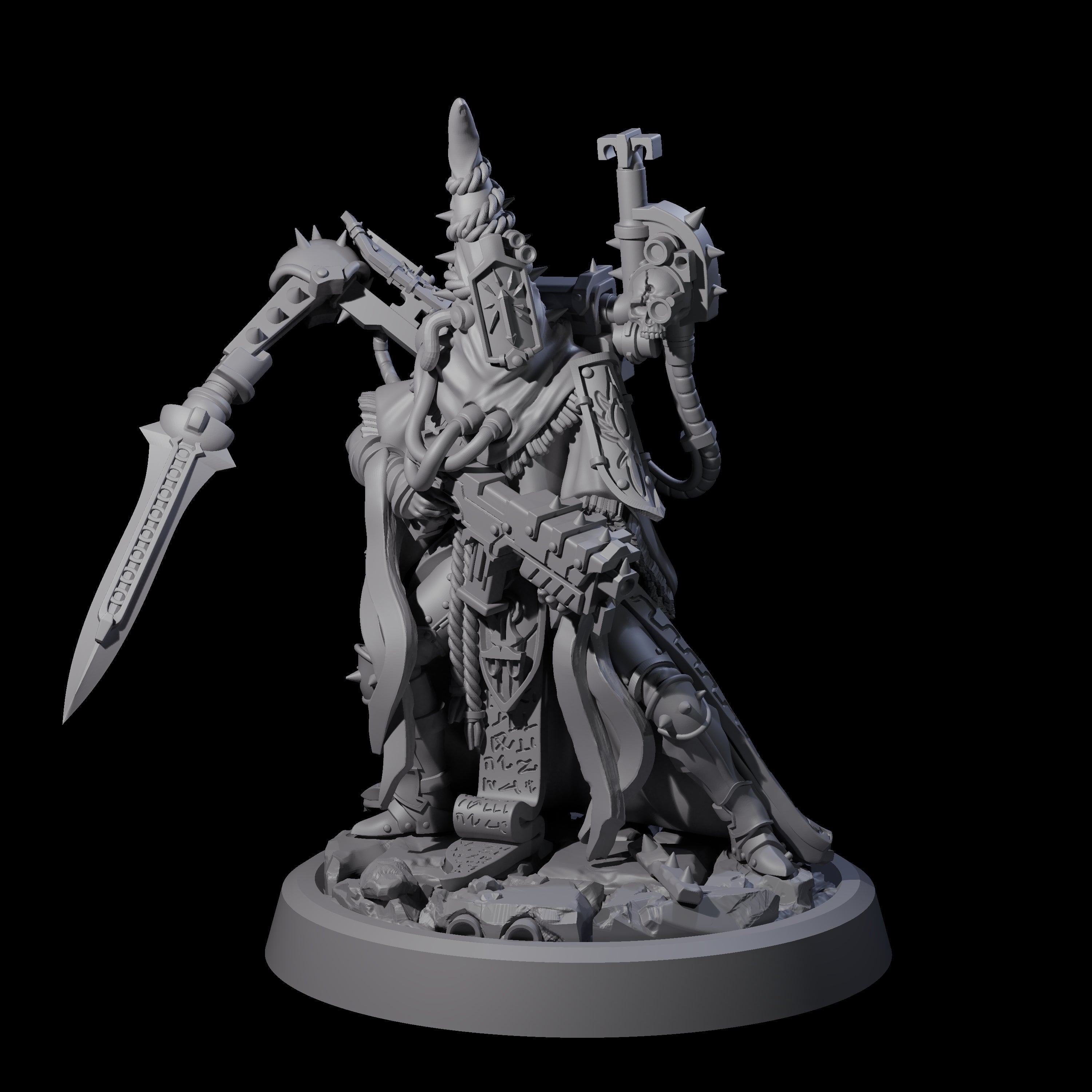 Armoured Iron Human Nuncio C Miniature for Dungeons and Dragons, Pathfinder or other TTRPGs