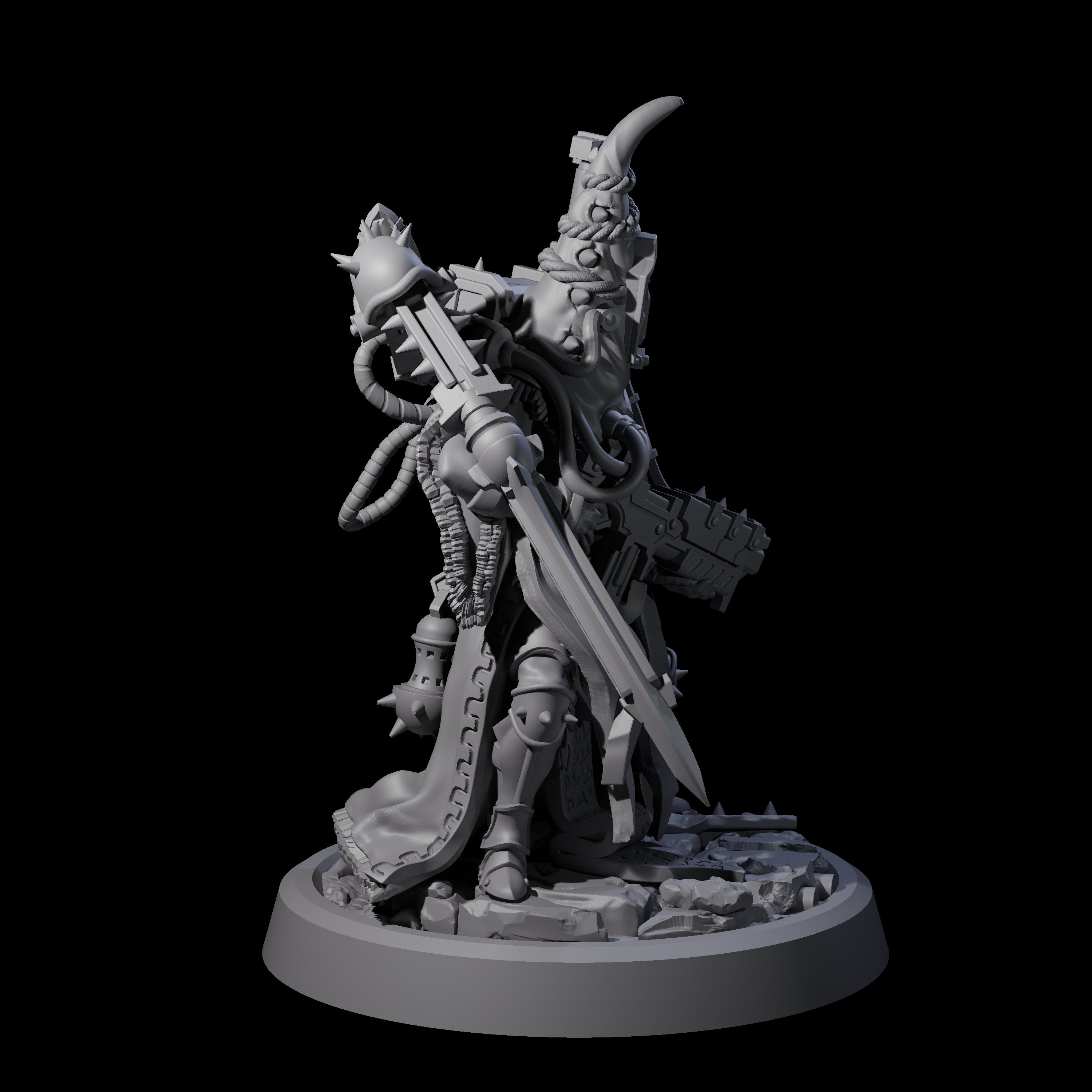 Armoured Iron Human Nuncio C Miniature for Dungeons and Dragons, Pathfinder or other TTRPGs