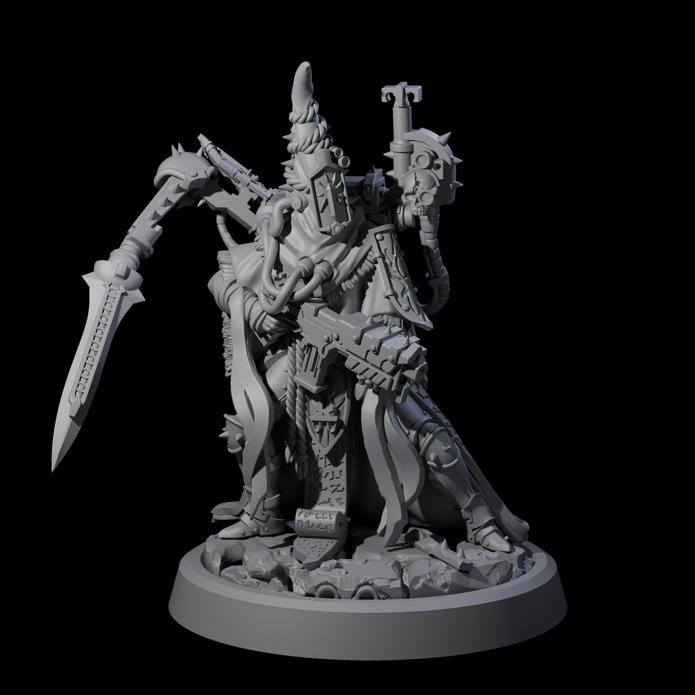 Armoured Iron Human Nuncio C Miniature for Dungeons and Dragons, Pathfinder or other TTRPGs