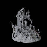 Armoured King on Throne with Lich Miniature for Dungeons and Dragons, Pathfinder or other TTRPGs