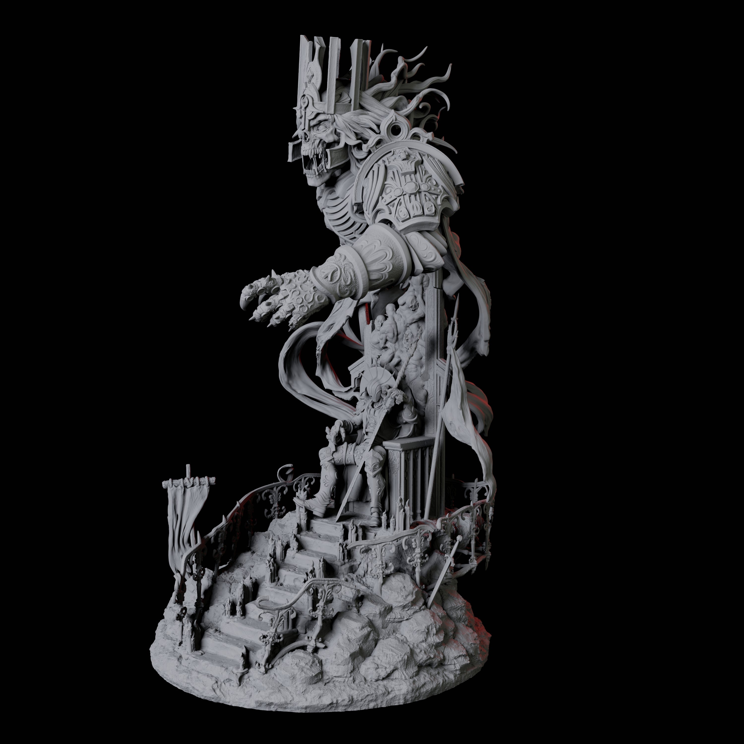 Armoured King on Throne with Lich Miniature for Dungeons and Dragons, Pathfinder or other TTRPGs