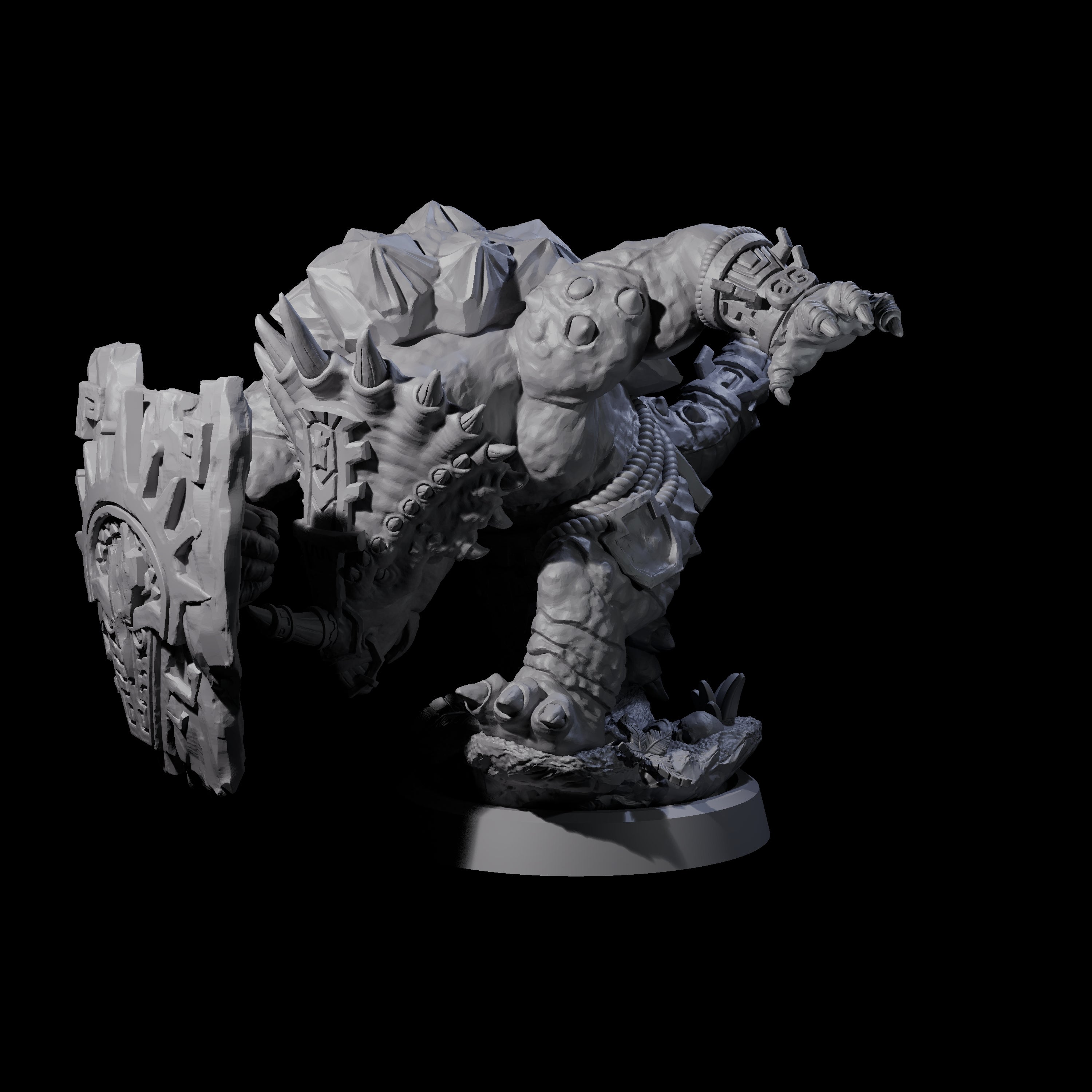 Armoured Triceratops Shield Fighter A Miniature for Dungeons and Dragons, Pathfinder or other TTRPGs