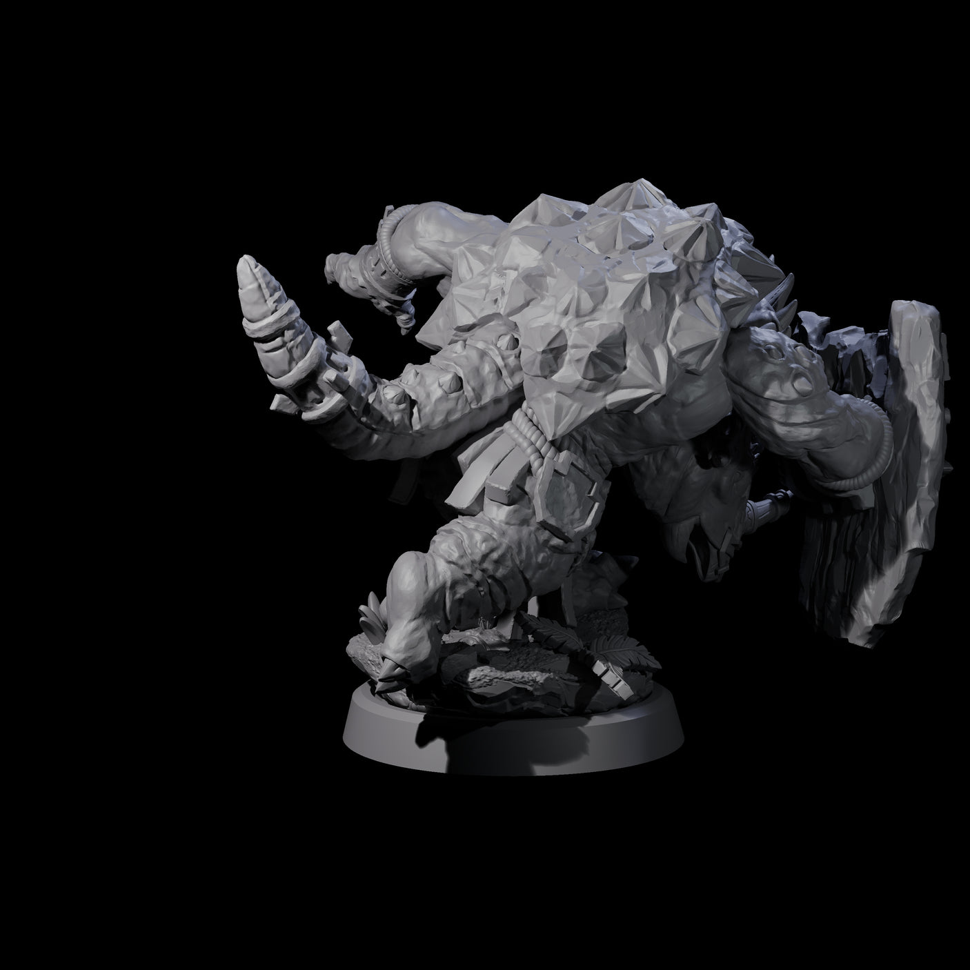 Armoured Triceratops Shield Fighter A Miniature for Dungeons and Dragons, Pathfinder or other TTRPGs