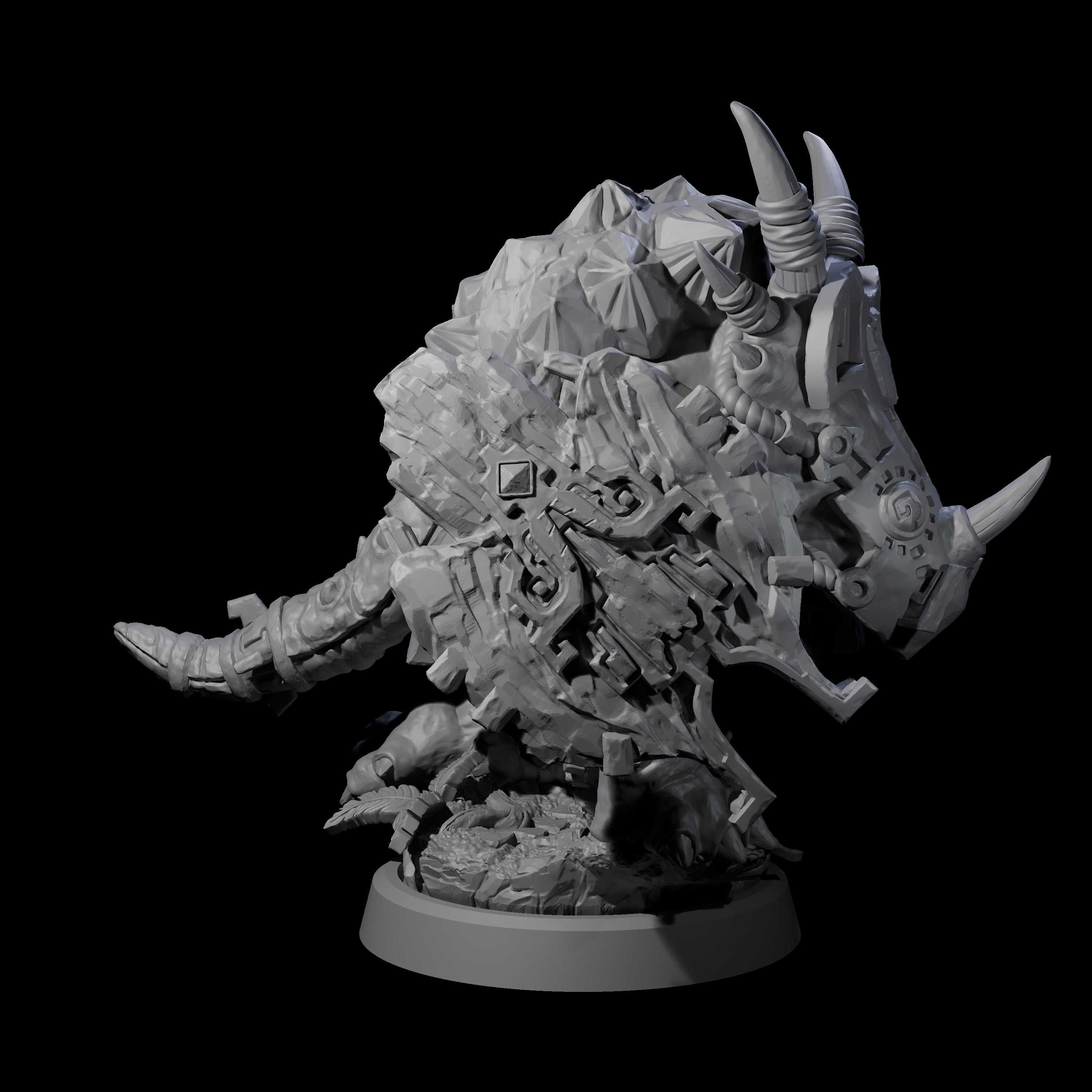 Armoured Triceratops Shield Fighter B Miniature for Dungeons and Dragons, Pathfinder or other TTRPGs