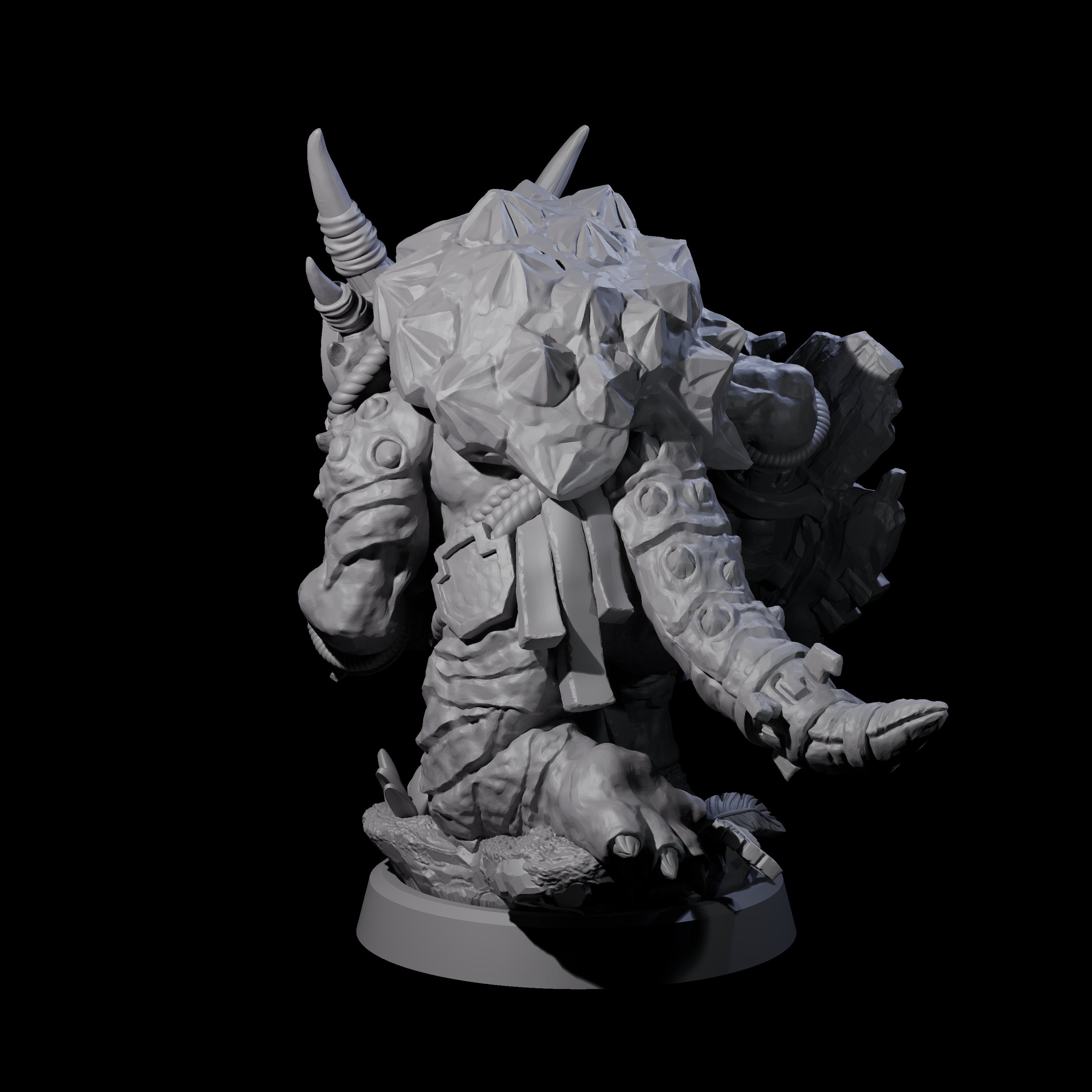 Armoured Triceratops Shield Fighter B Miniature for Dungeons and Dragons, Pathfinder or other TTRPGs