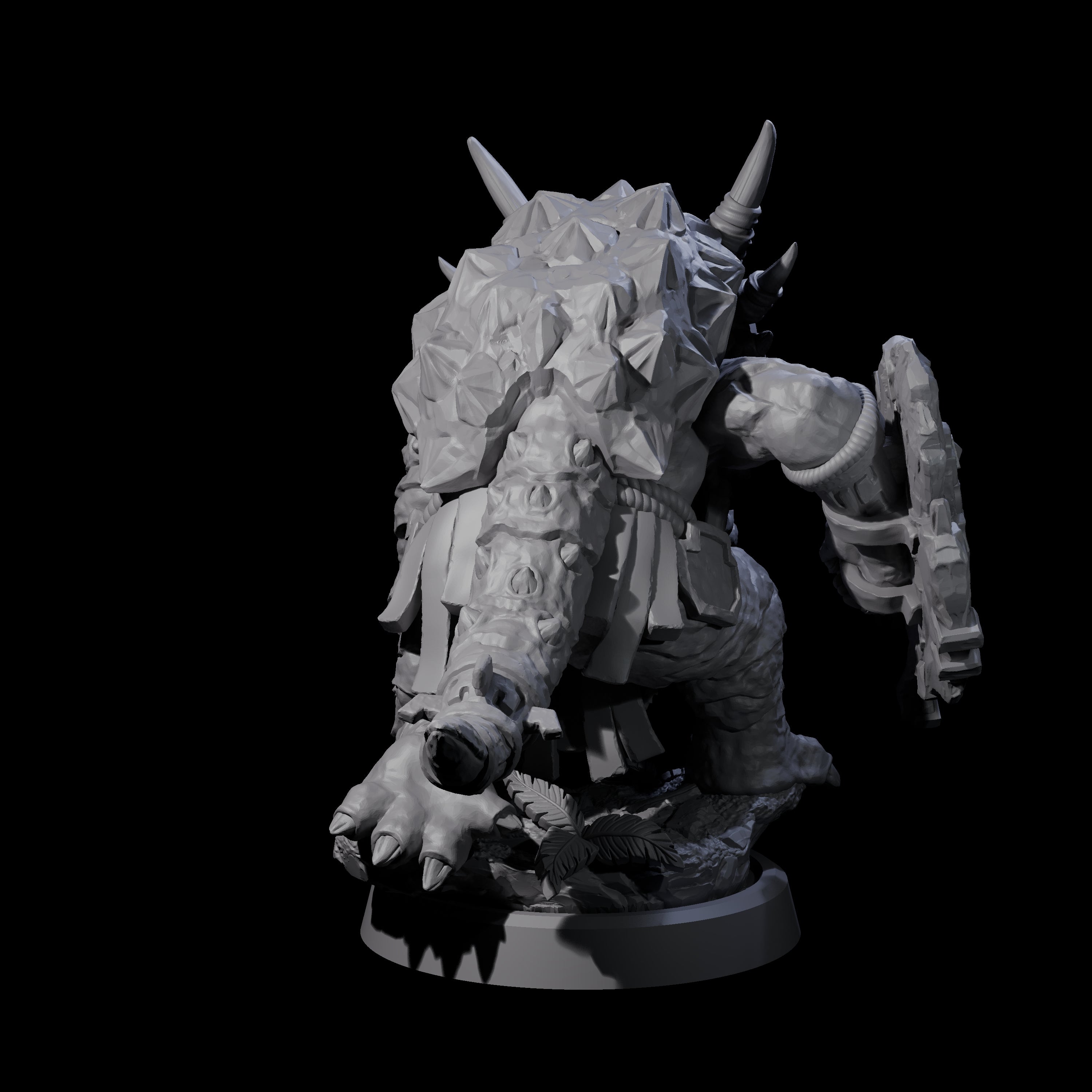 Armoured Triceratops Shield Fighter B Miniature for Dungeons and Dragons, Pathfinder or other TTRPGs