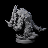Armoured Triceratops Shield Fighter B Miniature for Dungeons and Dragons, Pathfinder or other TTRPGs