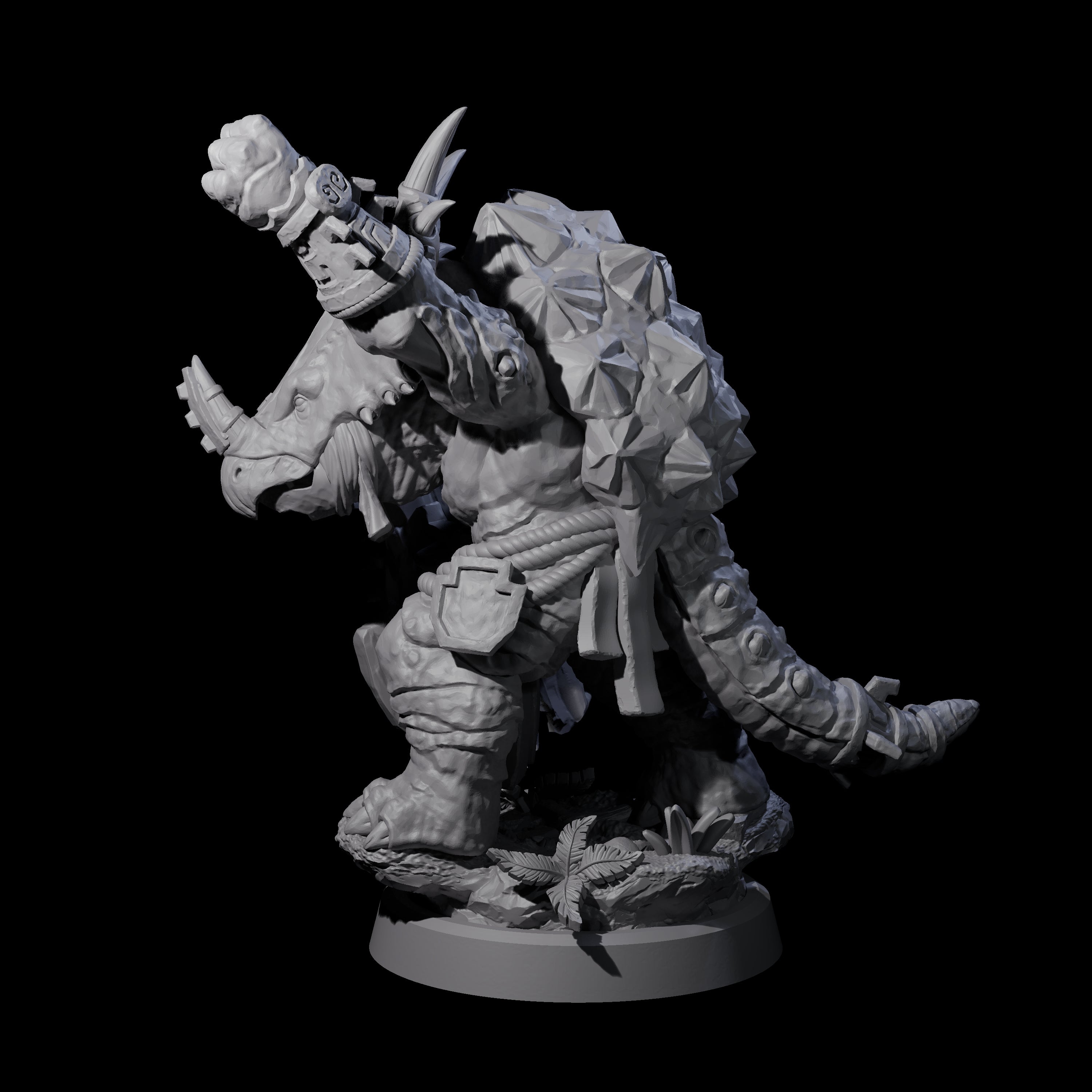 Armoured Triceratops Shield Fighter C Miniature for Dungeons and Dragons, Pathfinder or other TTRPGs