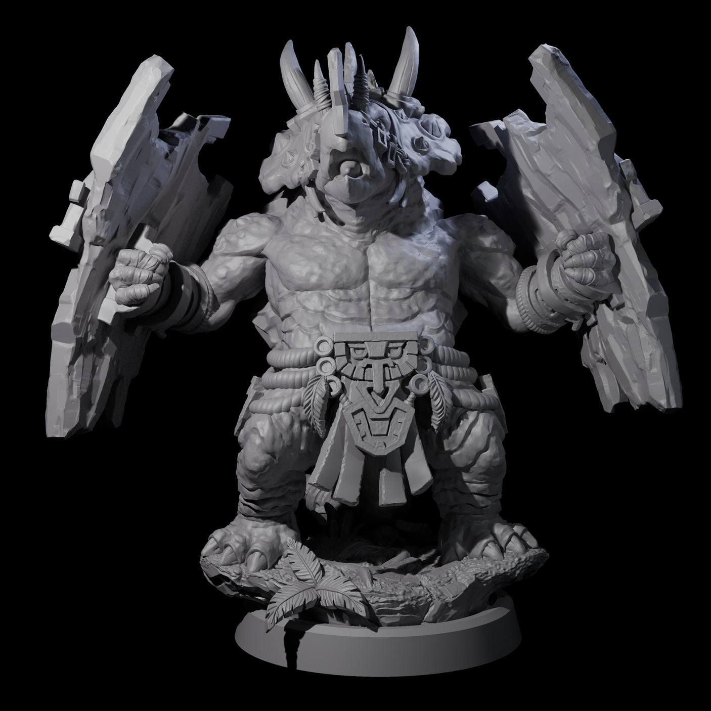 Armoured Triceratops Shield Fighter D Miniature for Dungeons and Dragons, Pathfinder or other TTRPGs