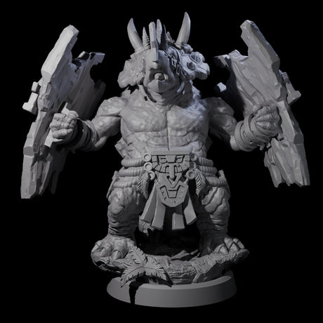 Armoured Triceratops Shield Fighter D Miniature for Dungeons and Dragons, Pathfinder or other TTRPGs