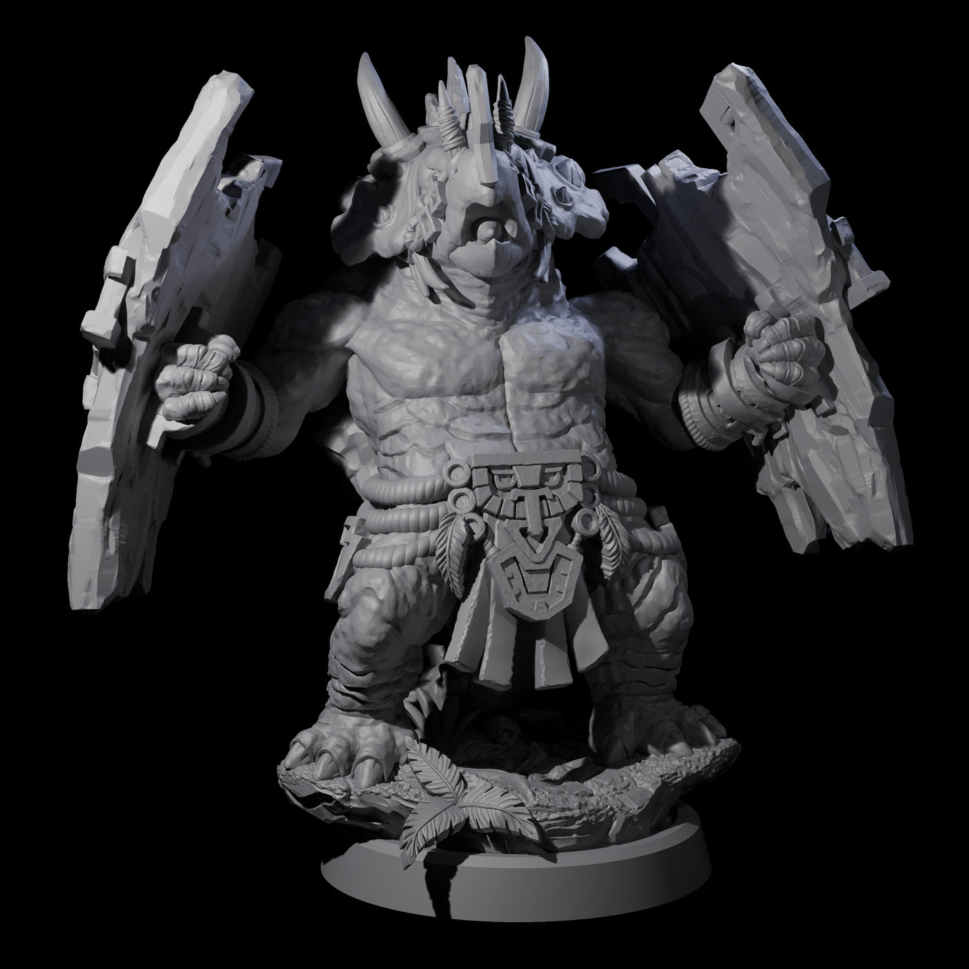 Armoured Triceratops Shield Fighter D Miniature for Dungeons and Dragons, Pathfinder or other TTRPGs