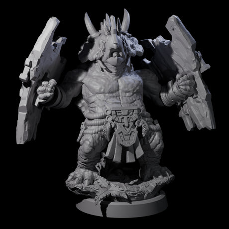 Armoured Triceratops Shield Fighter D Miniature for Dungeons and Dragons, Pathfinder or other TTRPGs