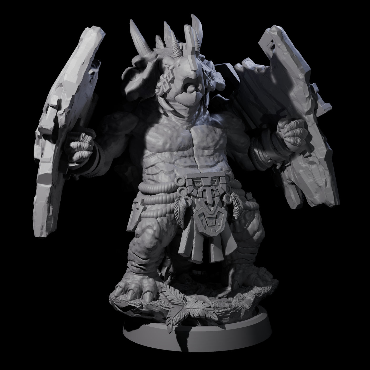 Armoured Triceratops Shield Fighter D Miniature for Dungeons and Dragons, Pathfinder or other TTRPGs
